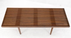 Mel Smilow Slatted Solid Walnut Mid-Century Modern Bench on Tapered Dowel Legs