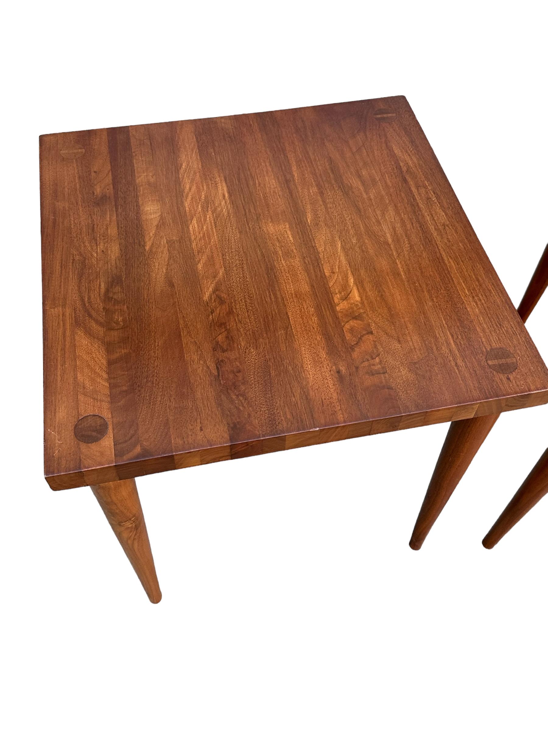 American Mel Smilow Stacking End Tables in Solid Walnut For Sale