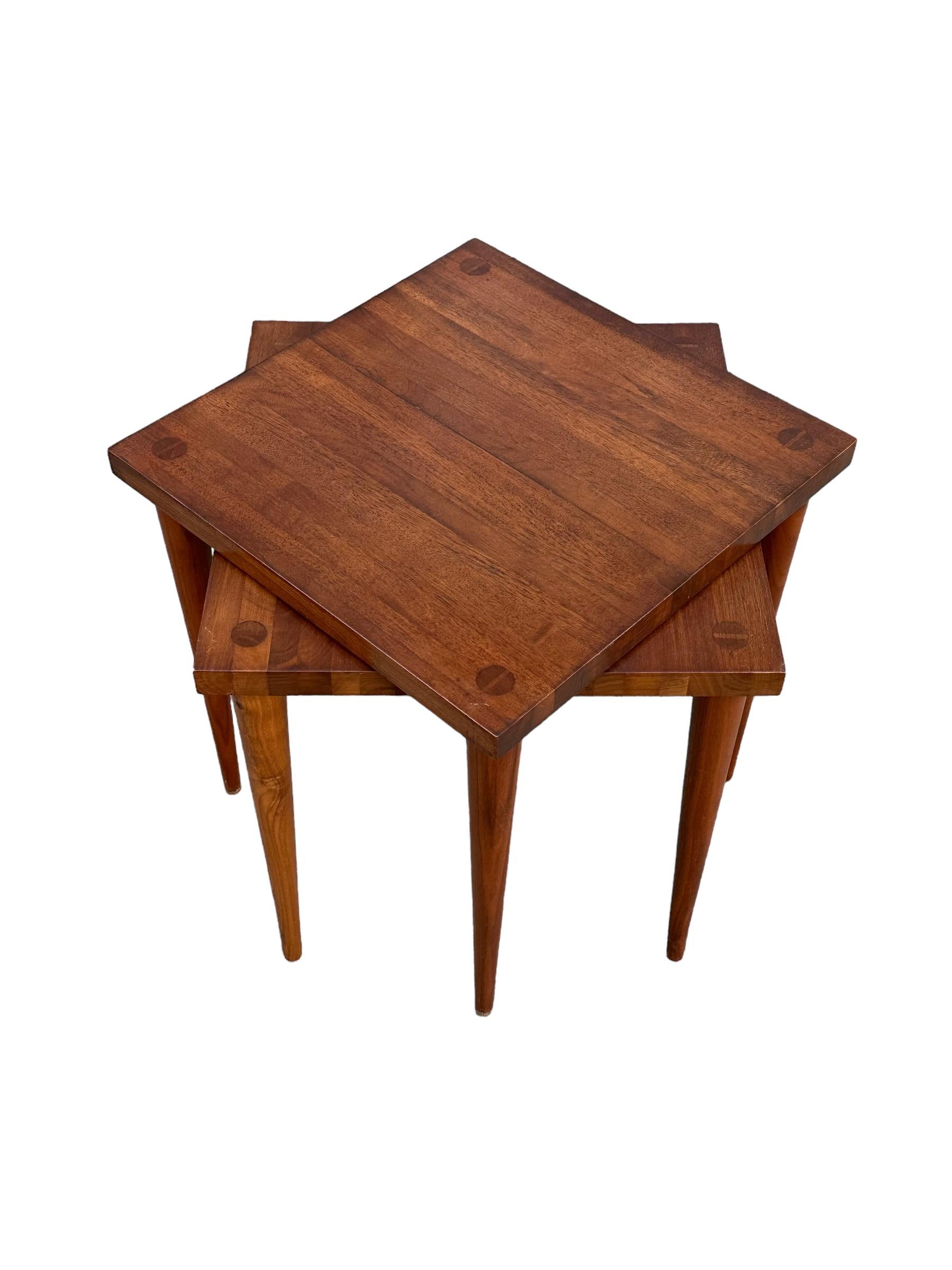 Mel Smilow Stacking End Tables in Solid Walnut In Good Condition For Sale In Brooklyn, NY