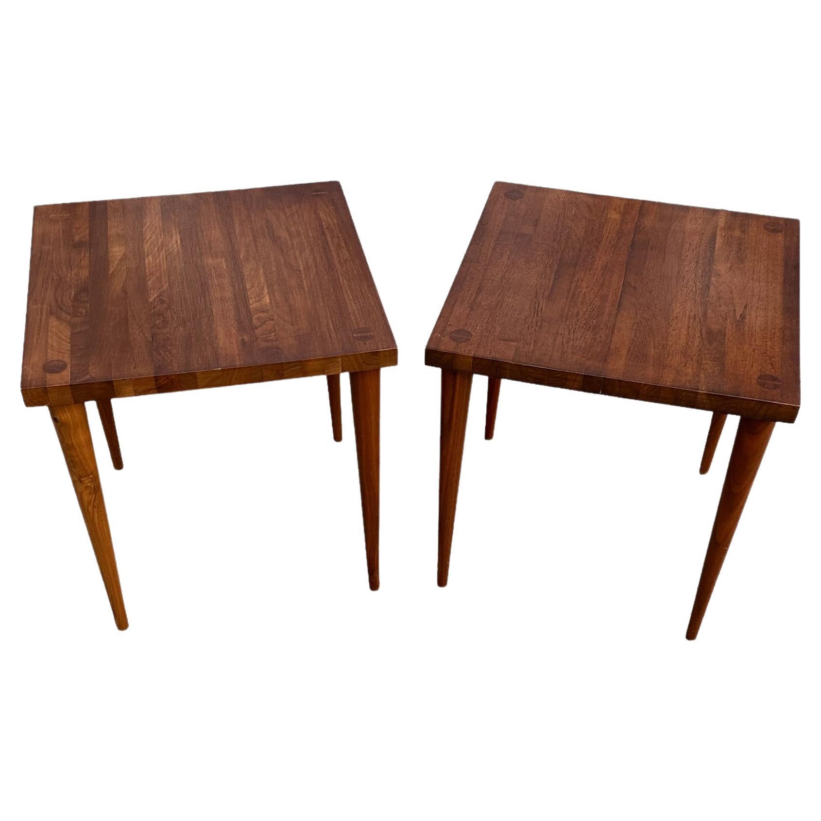 Mel Smilow Stacking End Tables in Solid Walnut For Sale