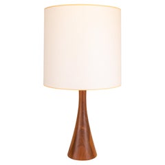 Vintage Mel Smilow Walnut and Birch Wood Mid Century Modern Hourglass Table Lamp