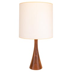 Mel Smilow Walnut and Birch Wood Mid Century Modern Hourglass Table Lamp