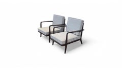 Mel Smilow Walnut Rail Back Lounge Chairs