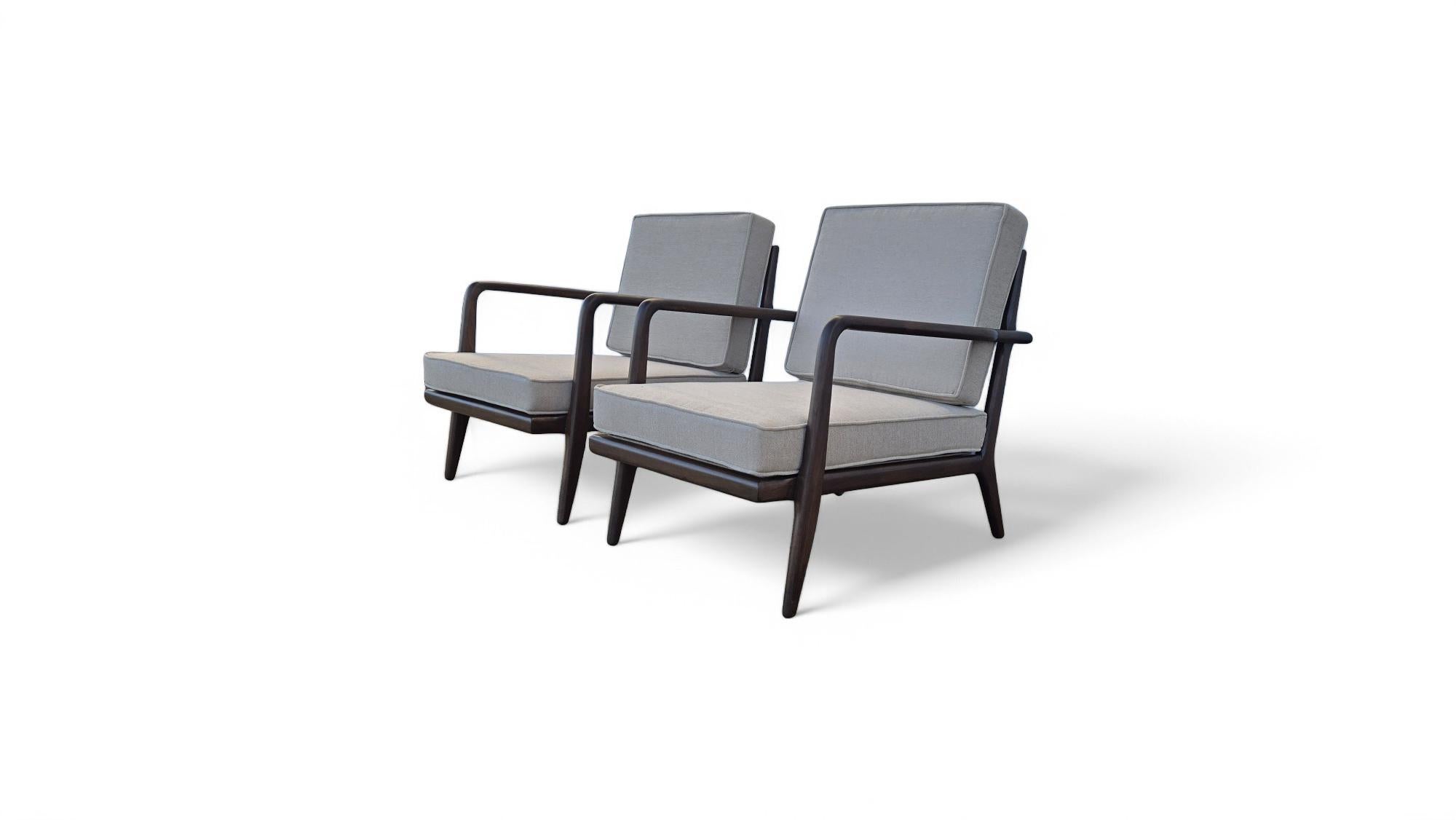 Mel Smilow Nussbaum Schiene zurück Lounge Stühle (Moderne der Mitte des Jahrhunderts) im Angebot
