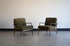 Mel Smilow Walnut Rail Back Lounge Chairs, Model WAC 33, C. 1950s
