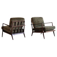 Chaises longues à dossier en noyer, modèle A.I.C. 33, C.C. années 1950