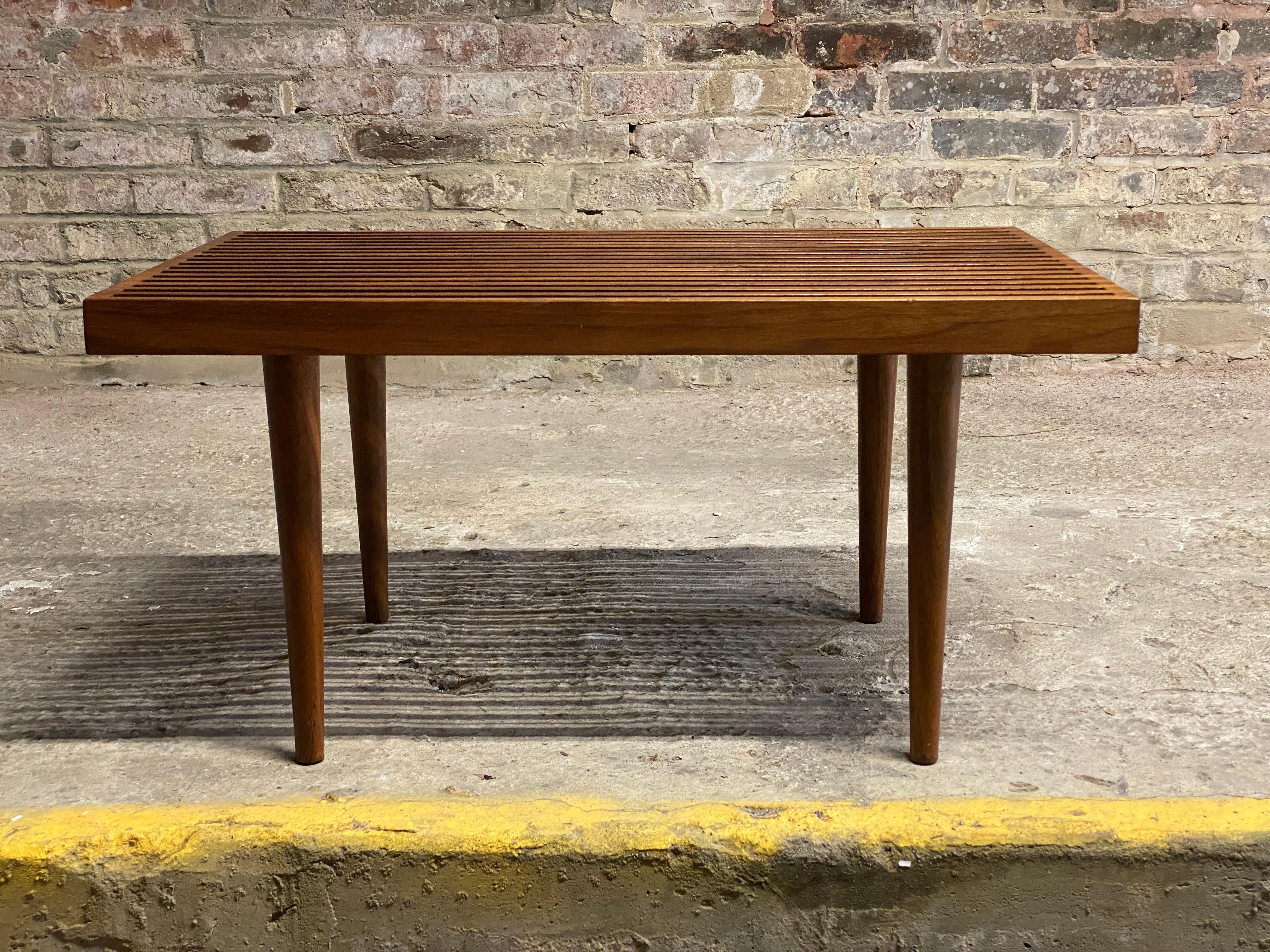 Mid-Century Modern Mel Smilow Walnut Slat Table For Sale