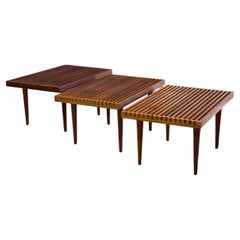 Vintage Mel Smilow Walnut Slat Tables, A Set of Three