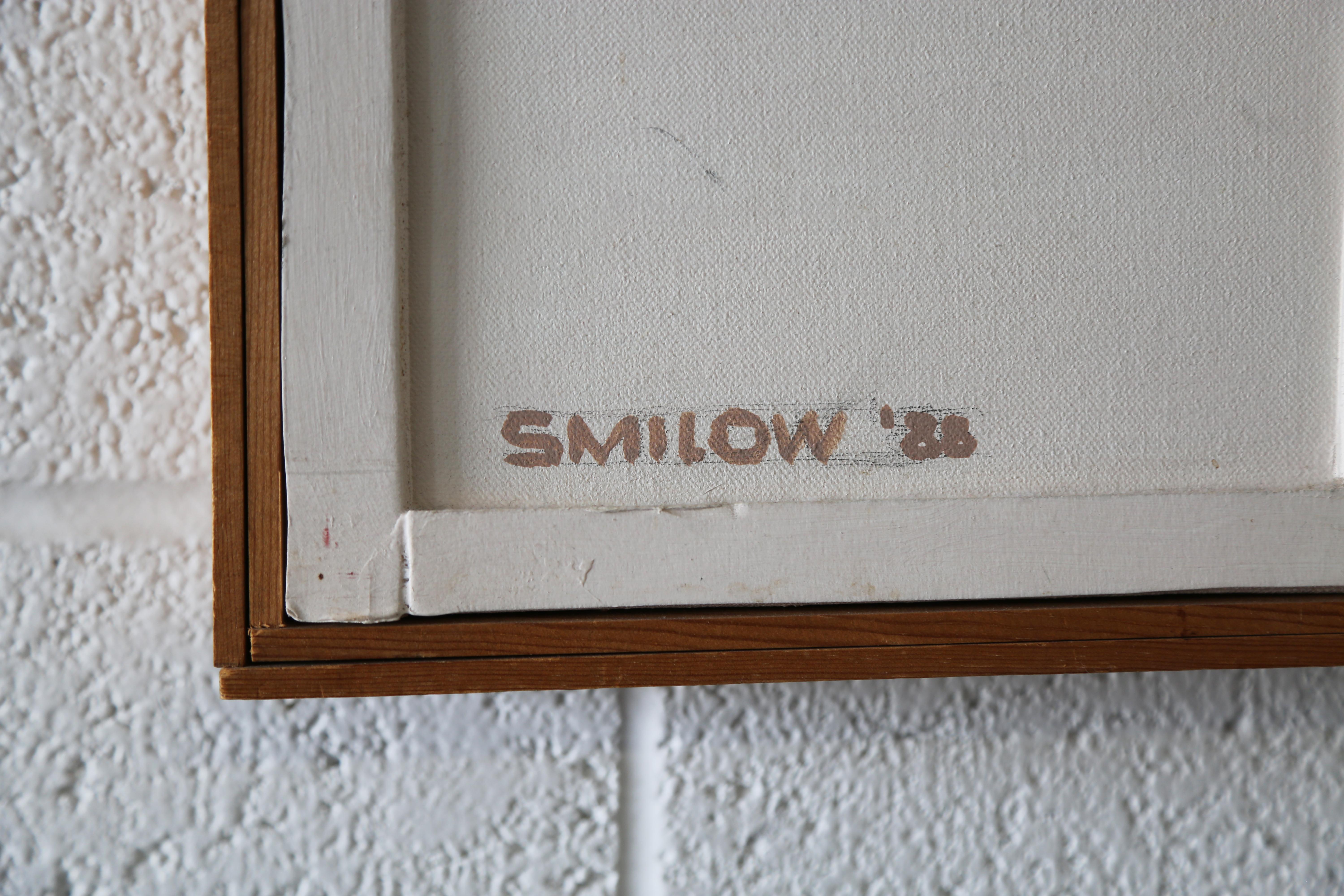 Mel Smilow Retícula abstracta blanca Óleo sobre lienzo Ensamblaje 1988 en Bastante bueno estado para la venta en Virginia Beach, VA