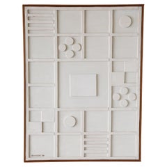 Mel Smilow White Abstract Grid Oil on Canvas Assemblage 1988