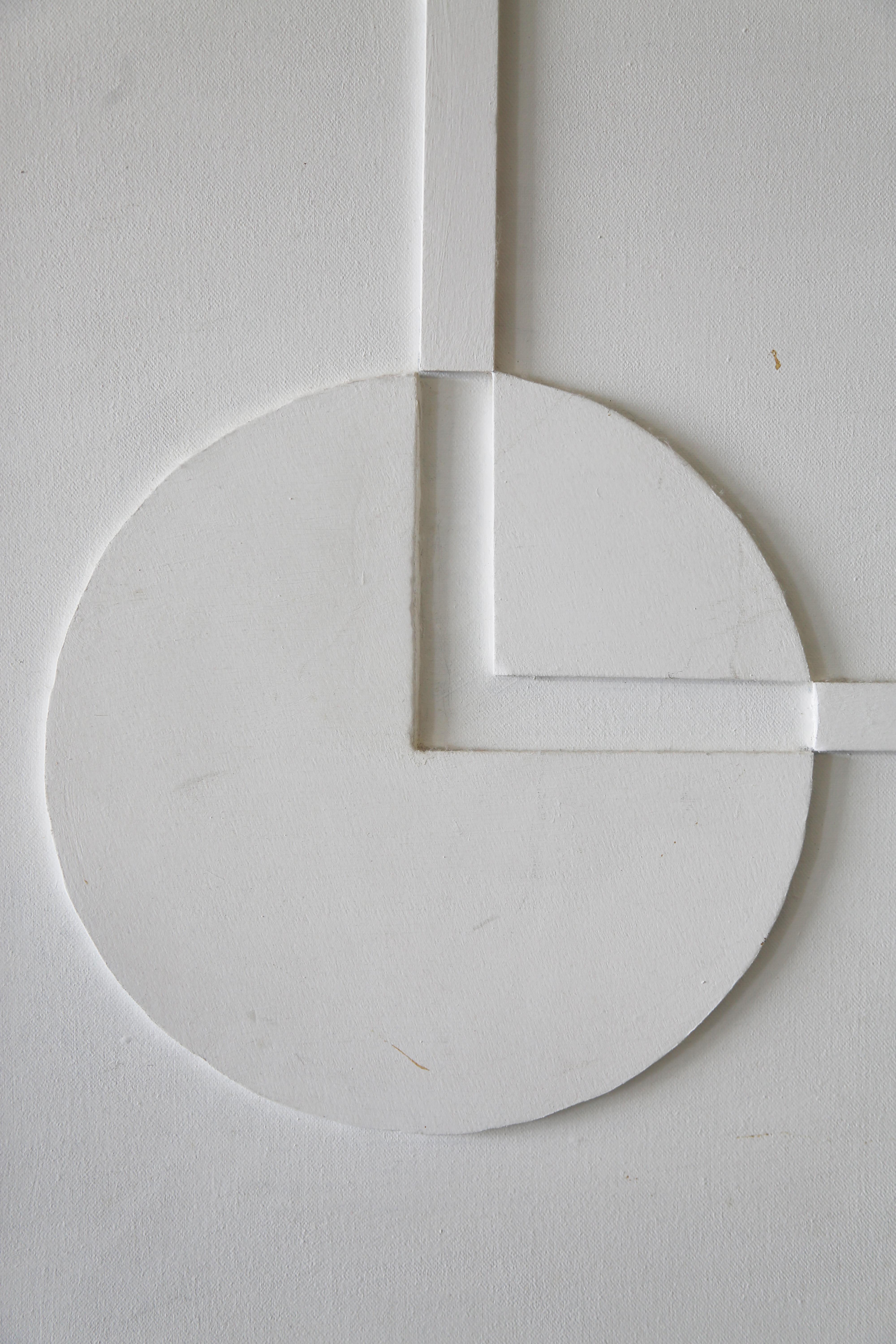 Mel Smilow Weißes abstraktes Ölgemälde auf Leinwand, Assemblage 1988 (Moderne der Mitte des Jahrhunderts) im Angebot