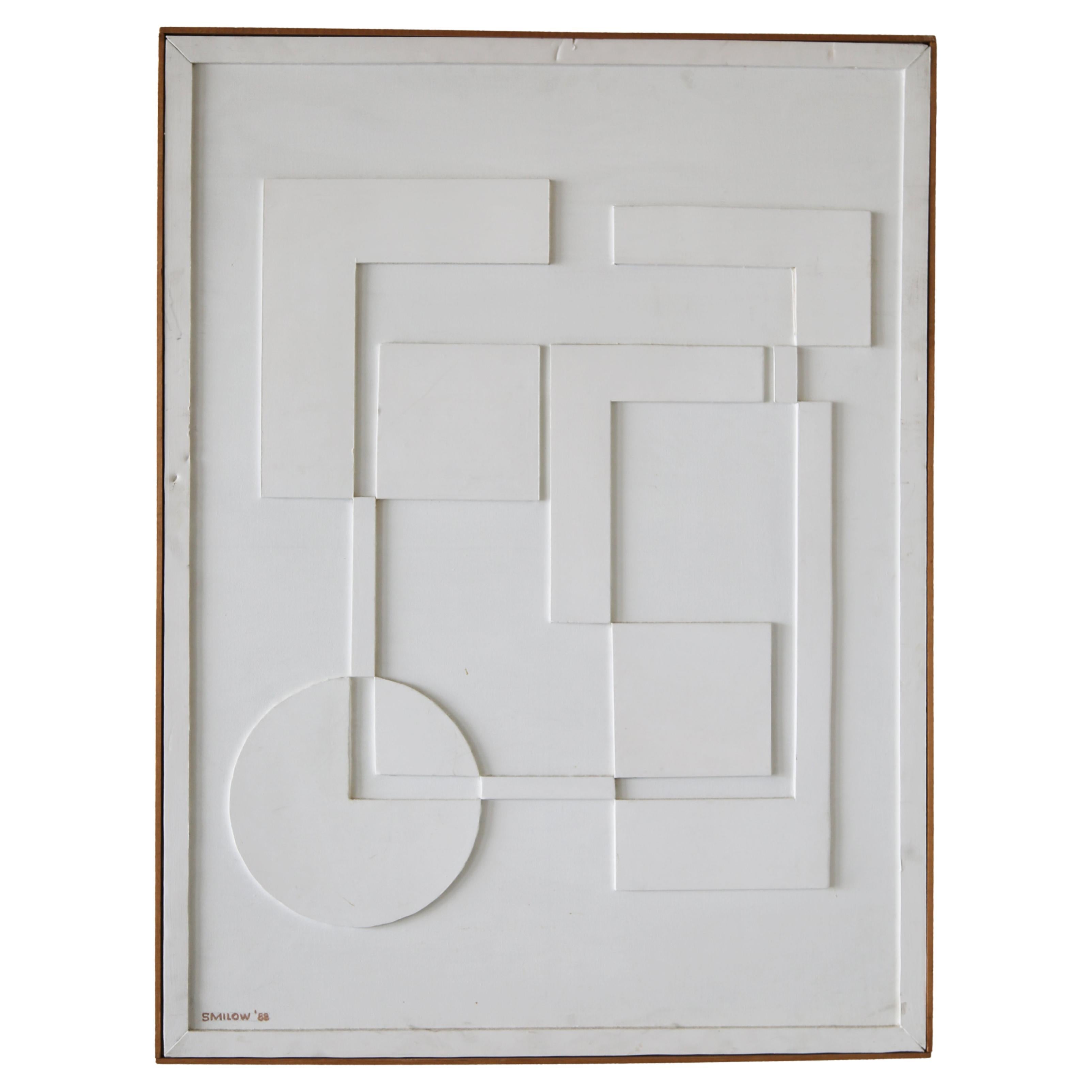 Mel Smilow Blanco Abstracto Óleo sobre lienzo Ensamblaje 1988