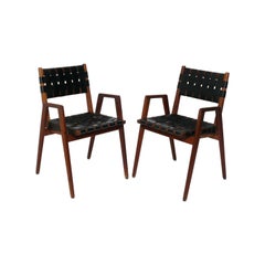 Mel Smilow Woven Leather Strap Dining Chairs