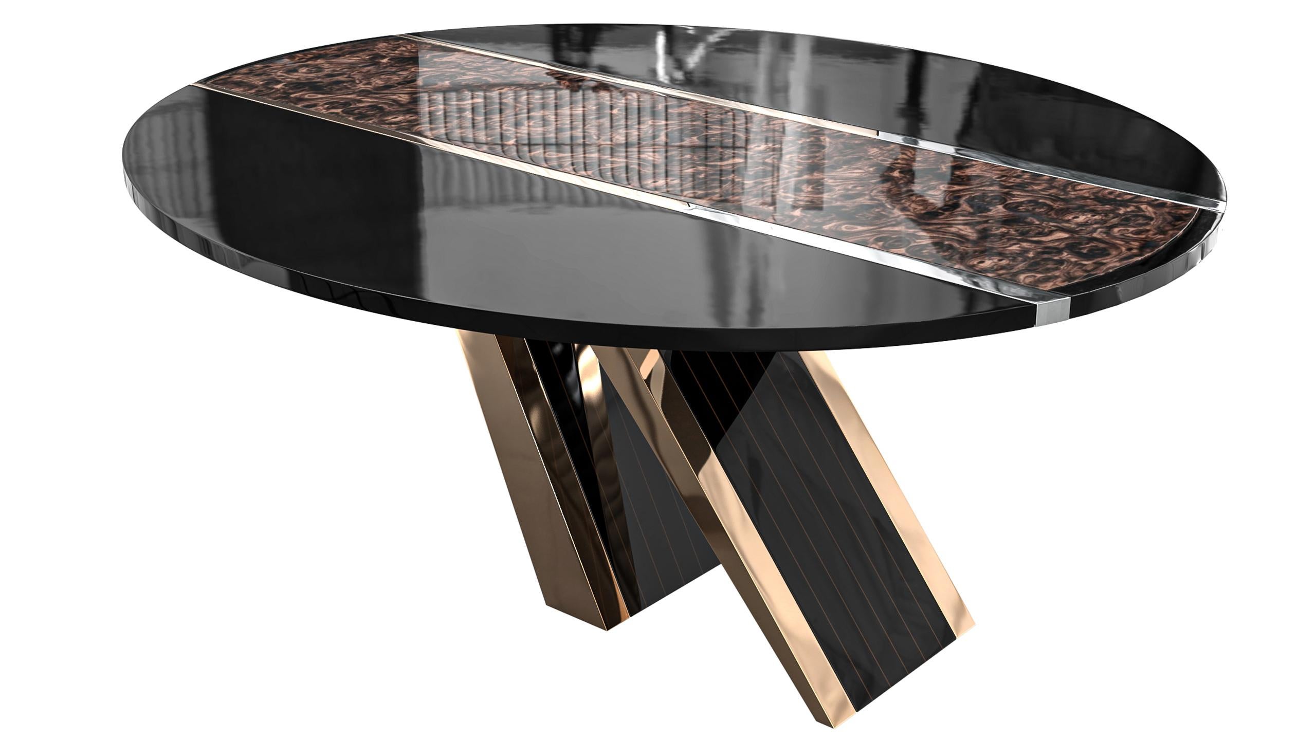 „Melagrana“-Tisch mit Bronze, Edelstahl und Wurzelnussholz, Istanbul im Angebot 5