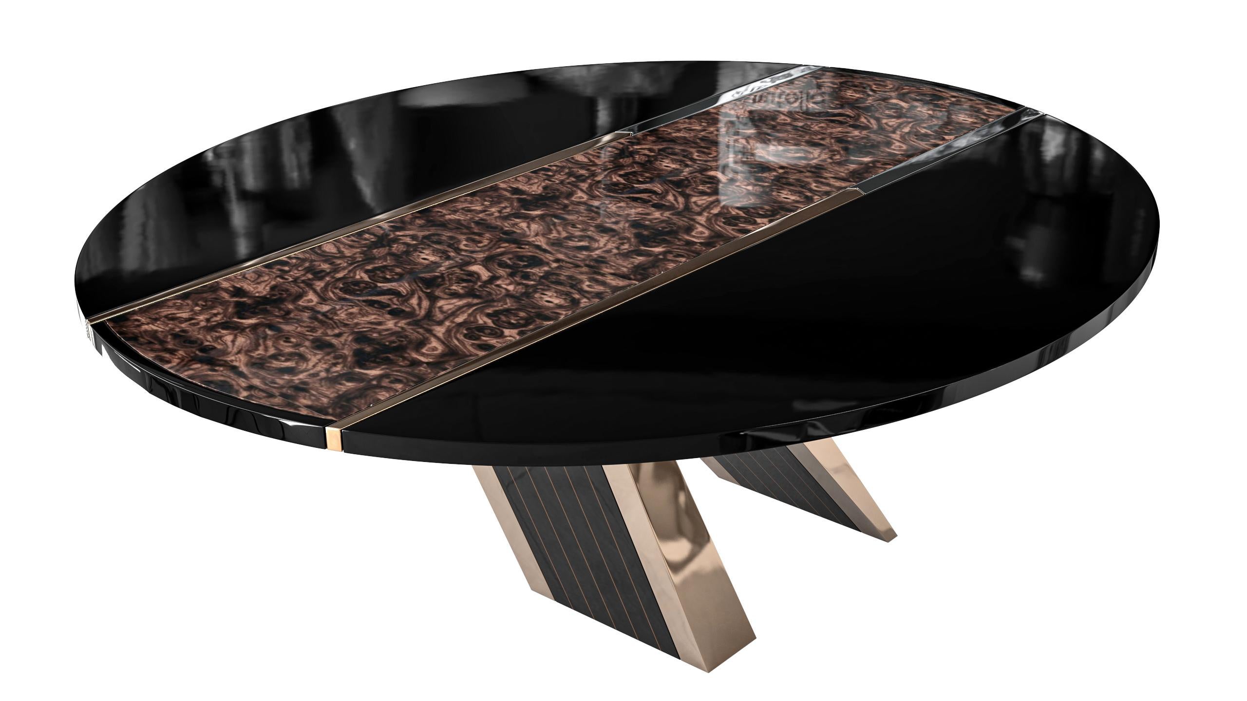 „Melagrana“-Tisch mit Bronze, Edelstahl und Wurzelnussholz, Istanbul (Türkisch) im Angebot