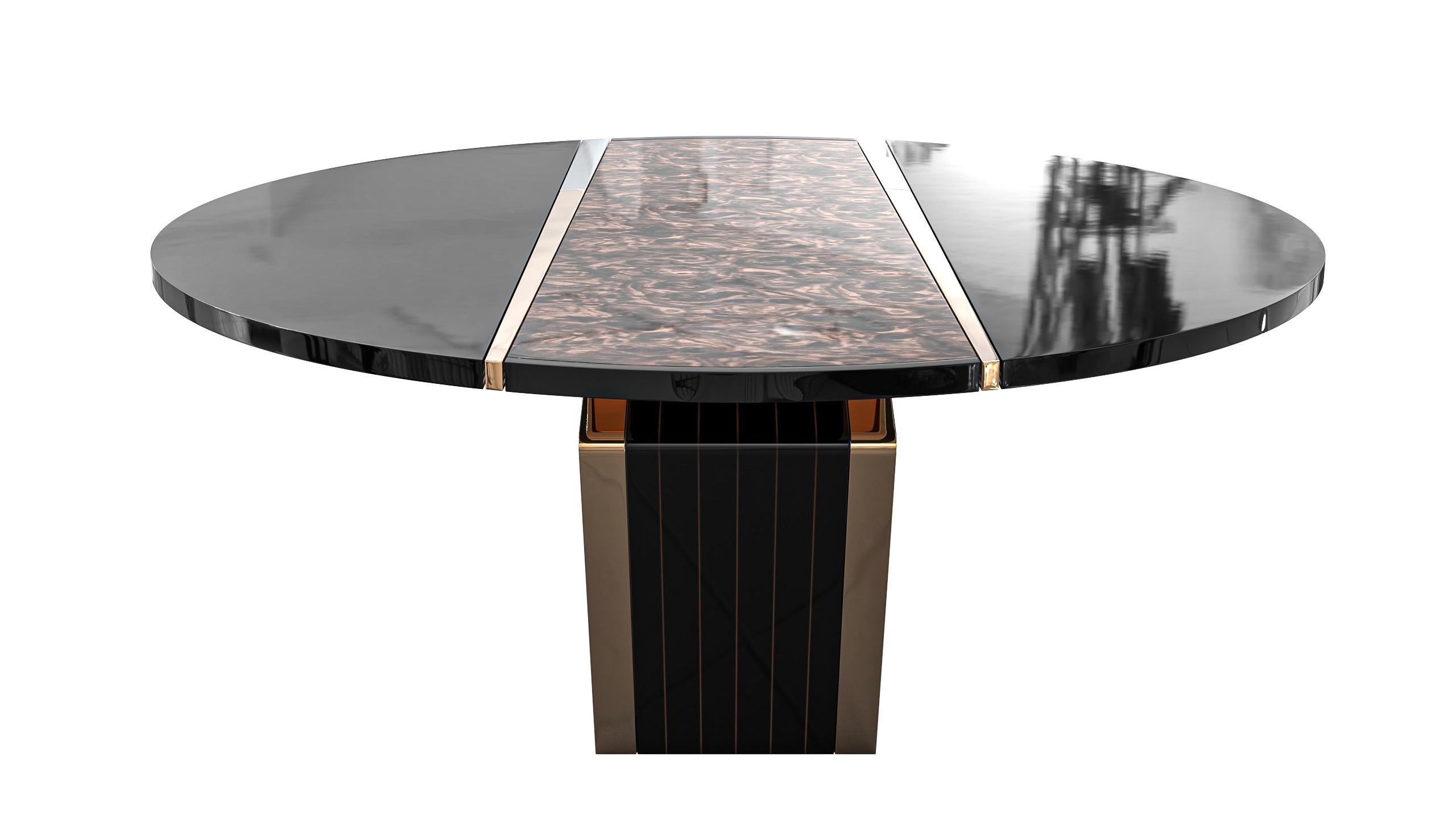 „Melagrana“-Tisch mit Bronze, Edelstahl und Wurzelnussholz, Istanbul im Angebot 1