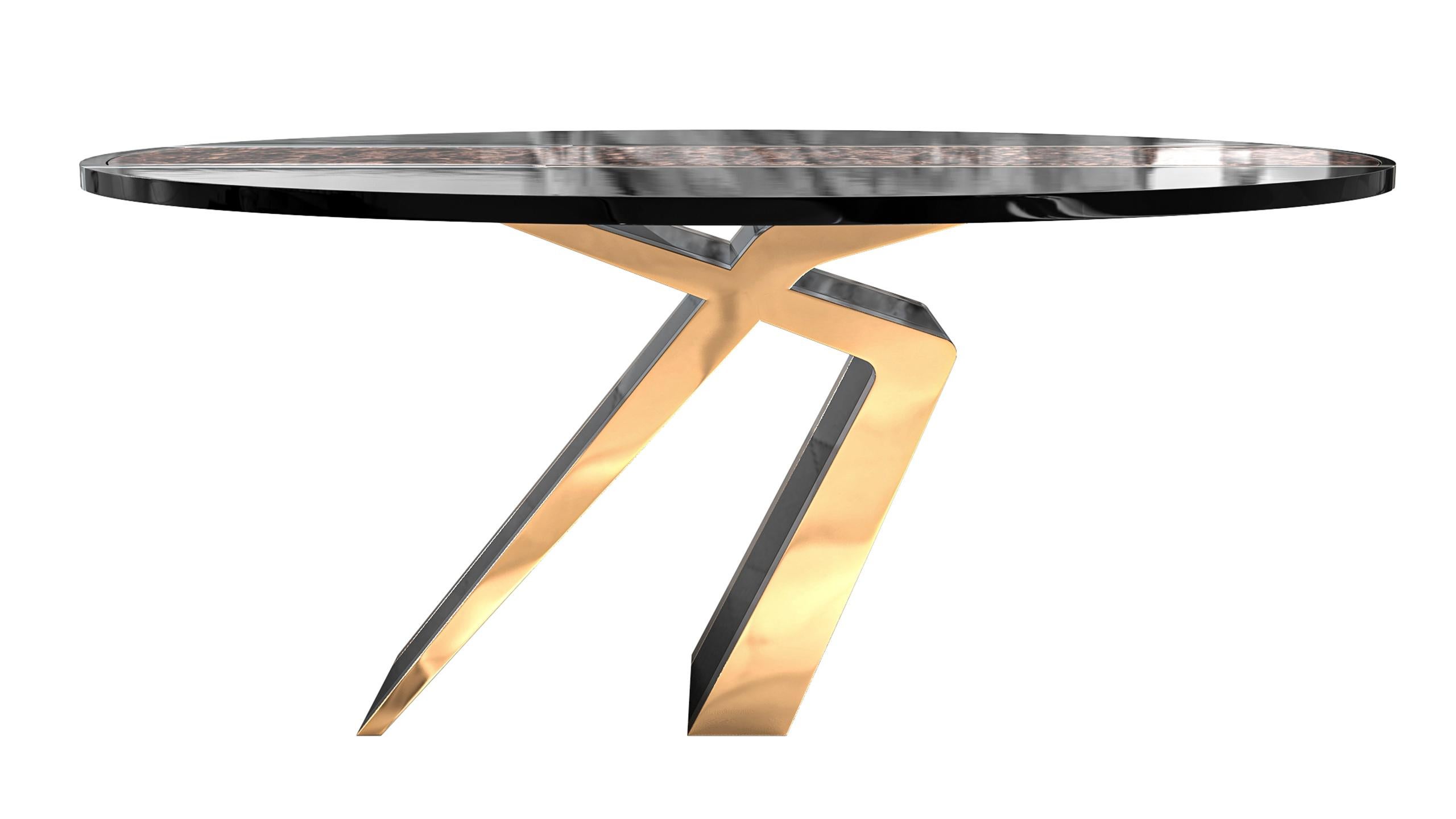 „Melagrana“-Tisch mit Bronze, Edelstahl und Wurzelnussholz, Istanbul im Angebot 3