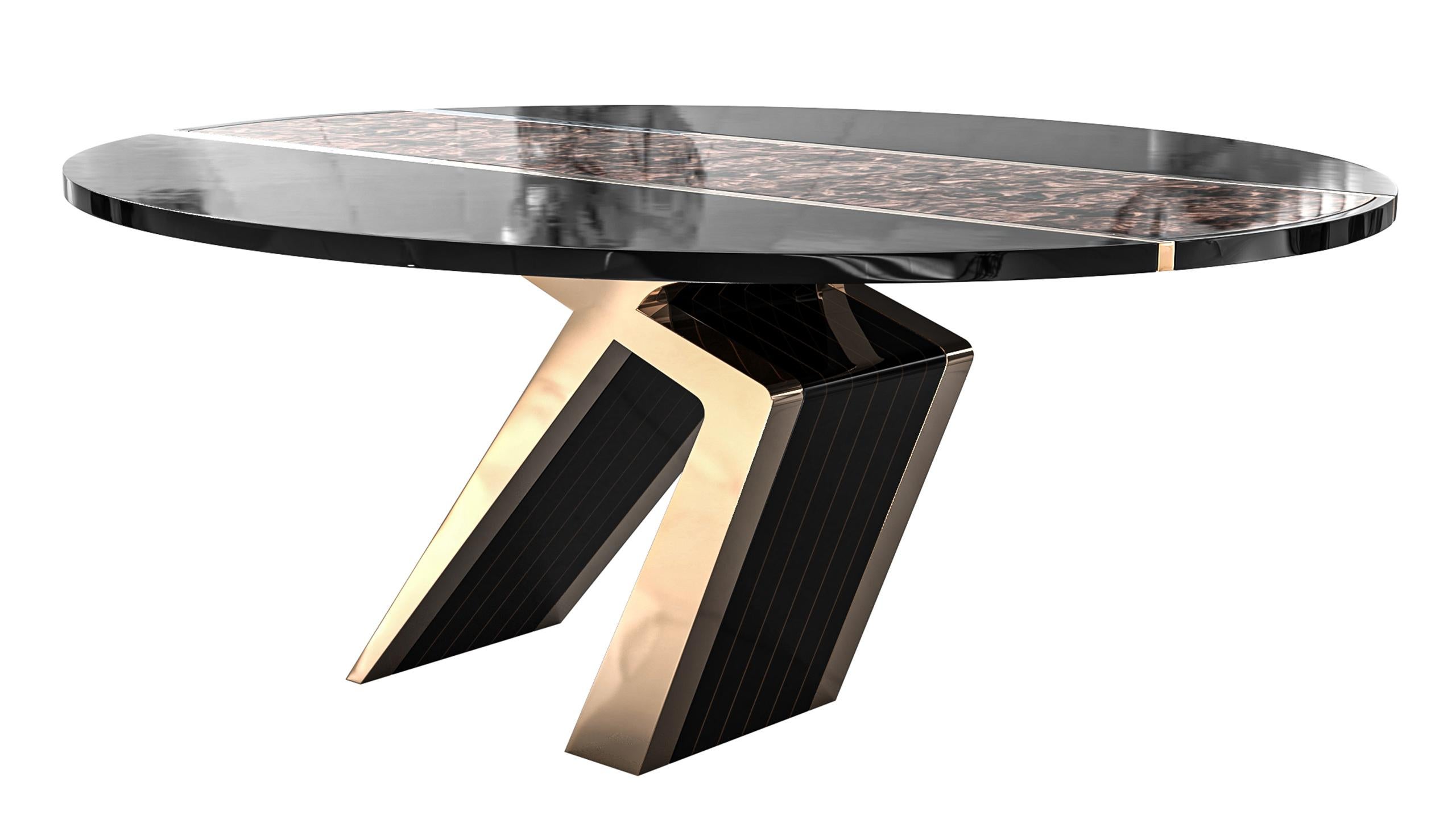 „Melagrana“-Tisch mit Bronze, Edelstahl und Wurzelnussholz, Istanbul im Angebot 4