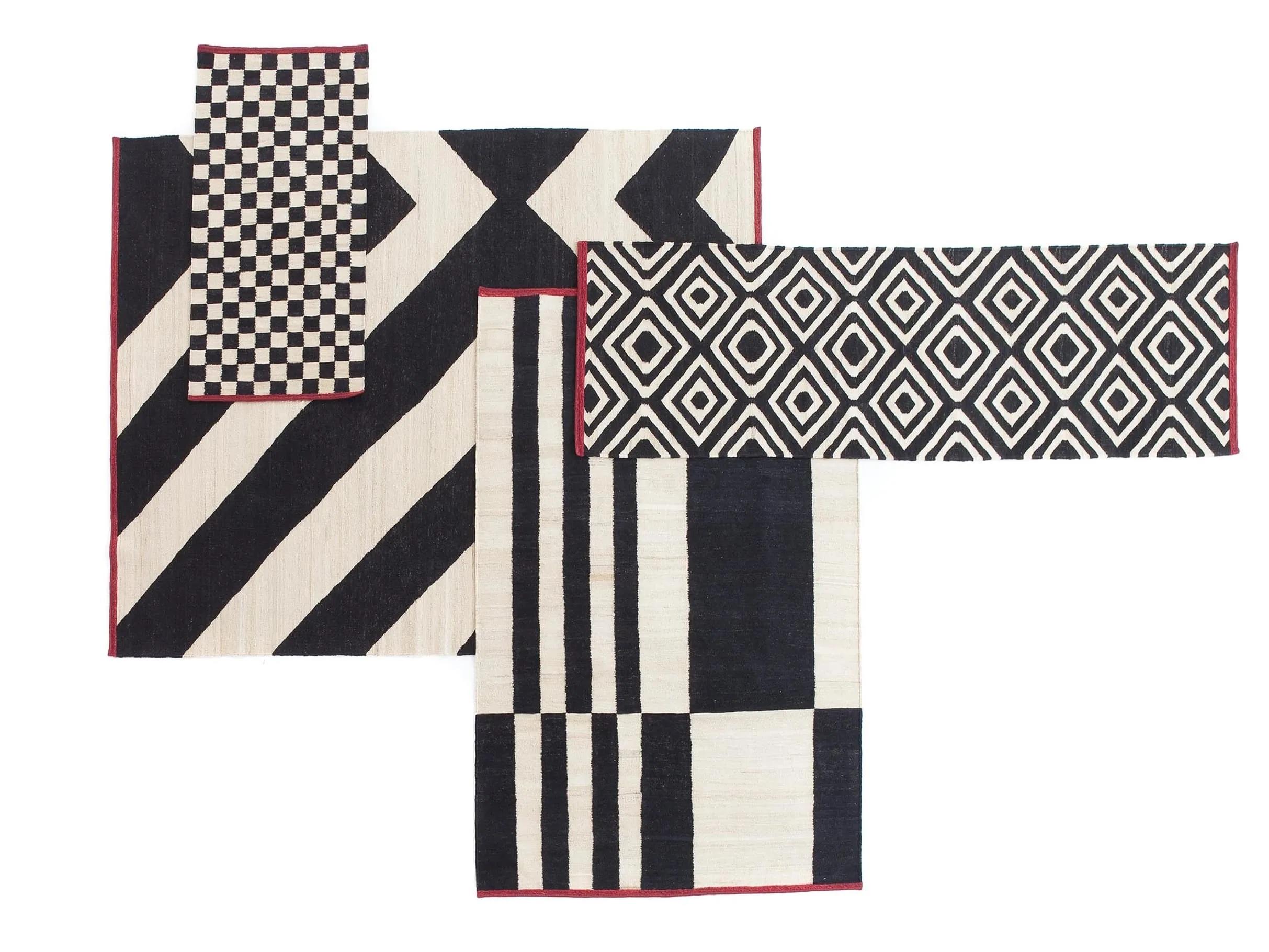 black and white stripes rug