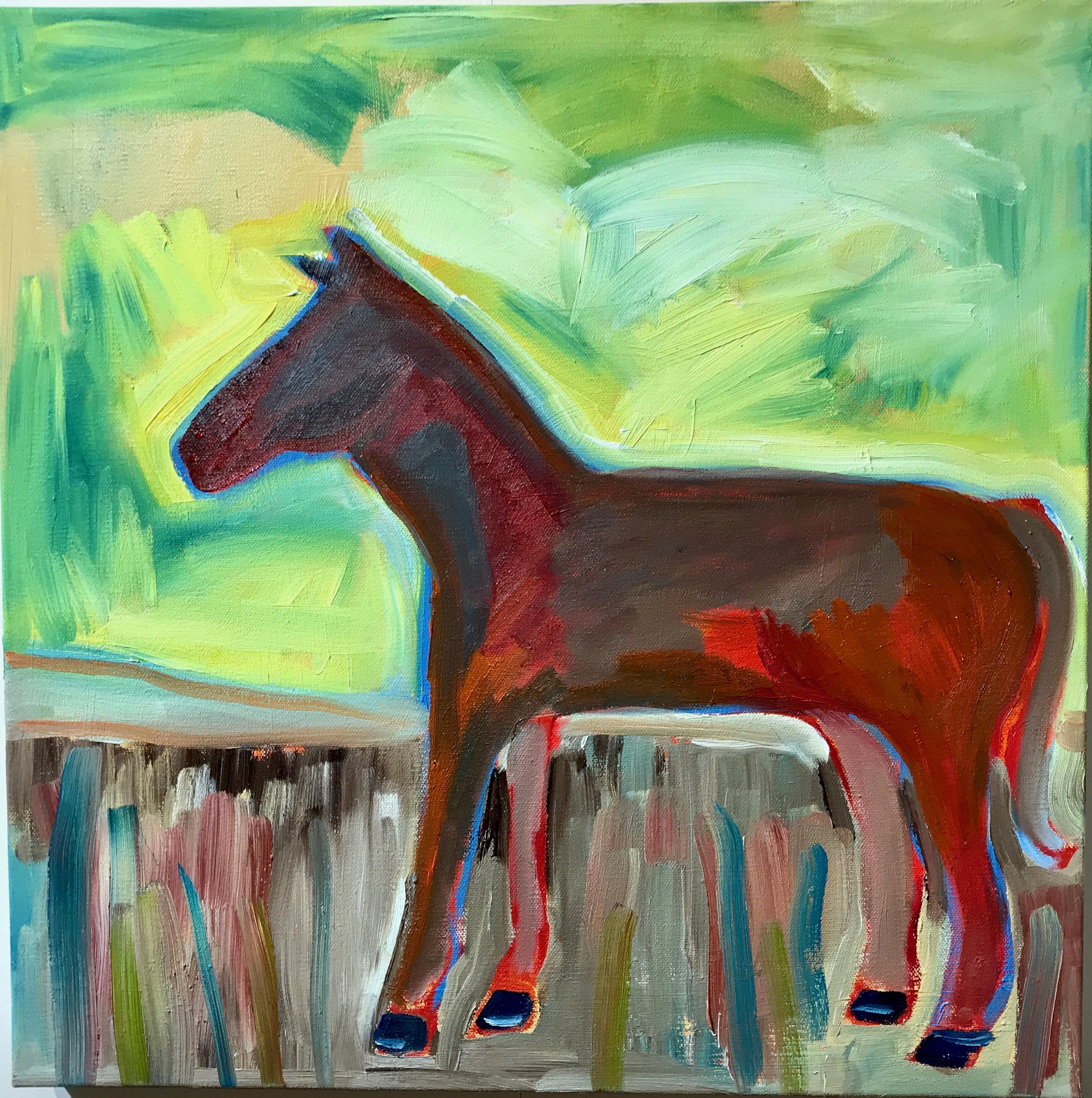 Melanie Yazzie Spring Day, horse painting by Melanie Yazzie, Navajo