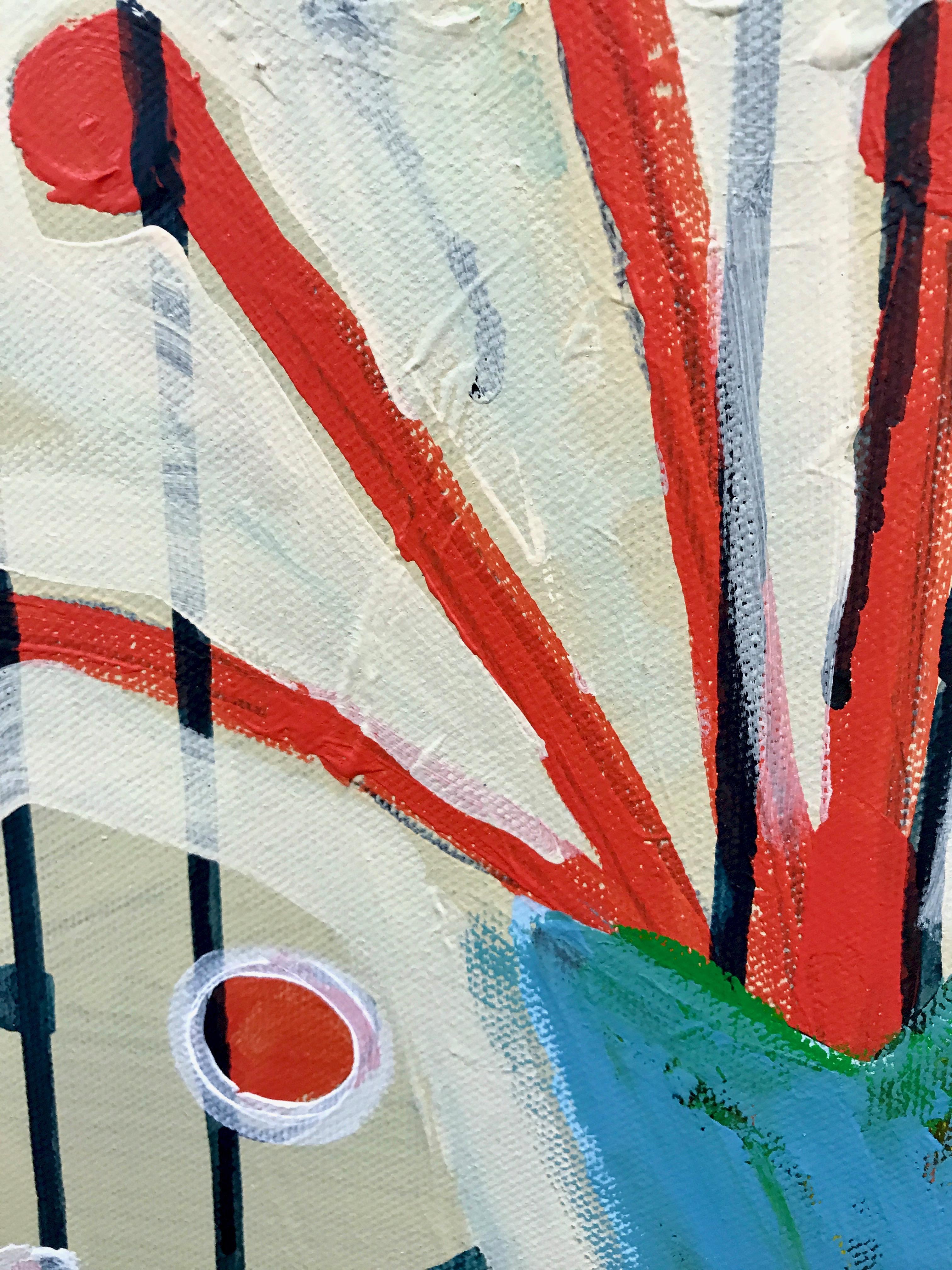 Frühling in Colorado, abstraktes Gemälde Melanie Yazzie, rosa, rot, weiß, blaugrün im Angebot 3