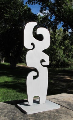 Grandmother, Melanie Yazzie outdoor sculpture silver vertical abstract figure 