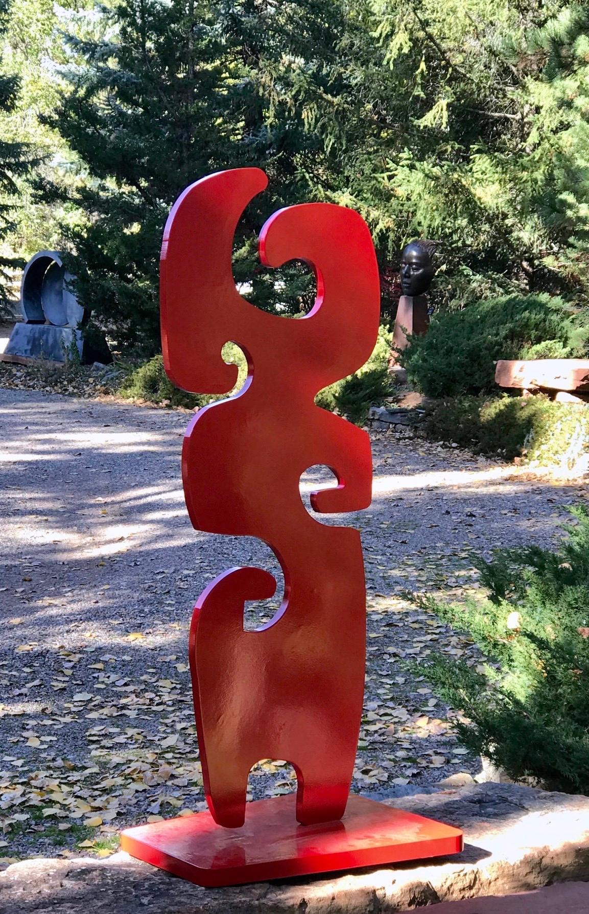 Grandmother, Melanie Yazzie, red sculpture, abstract, Navajo, outdoor, indoor  2