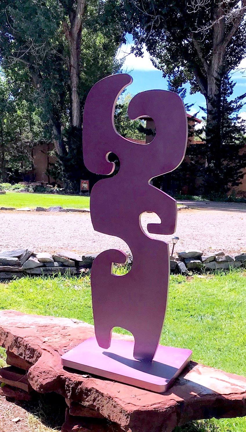 Grandmother, raspberry color, Melanie Yazzie sculpture abstract metal outdoor For Sale 2