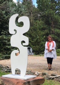 Grandmother, Melanie Yazzie totem silver abstract sculpture Navajo contemporary