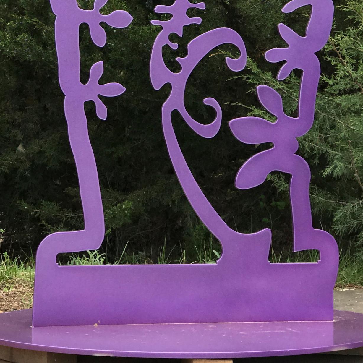 Pollen Keeper II, aluminum sculpture, Navajo, purple, Melanie Yazzie, IAIA Mocna

powder coated aluminum 
purple
MELANIE YAZZIE, who has been represented by Glenn Green Galleries since 1994, is talented as a sculptor, painter and printmaker. She is