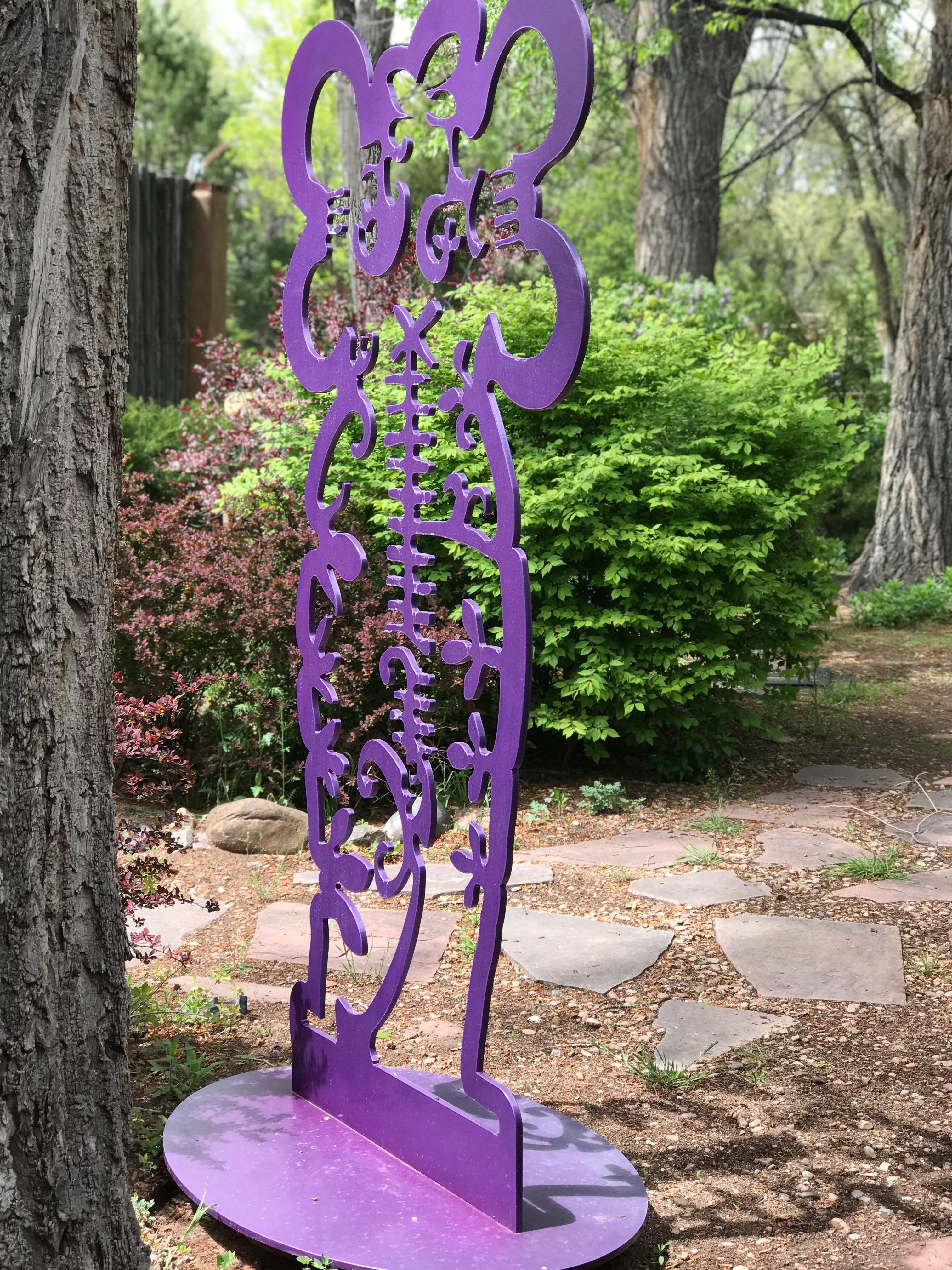 Pollen Keeper II Melanie Yazzie, aluminum sculpture, Navajo, purple, vertical For Sale 1