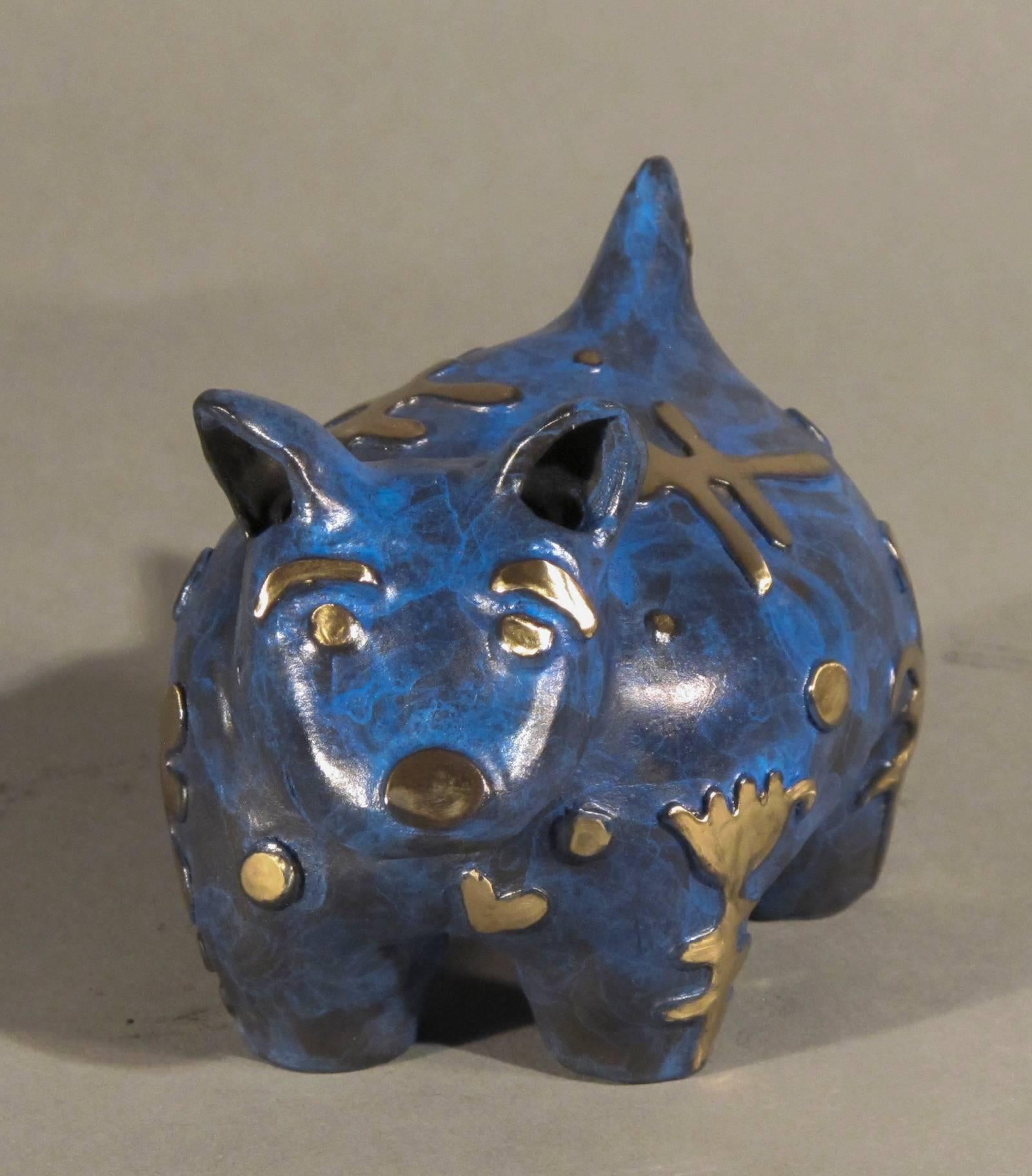 Tina Begay in the Cornfield at Wide Ruins, Bronze von Melanie Yazzie rez Hundeblau, Tina Begay im Angebot 2