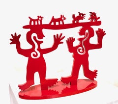 Two Minds Meeting, small red sculpture Melanie Yazzie Native American animals