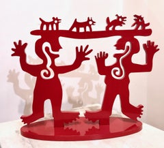 Two Minds Meeting, small red sculpture Melanie Yazzie Native American animals