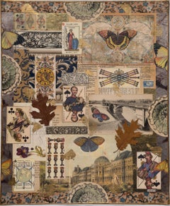 "Vichy" collage non encadré sur papier d'art signé à la main par l'artiste Melanie Boone.