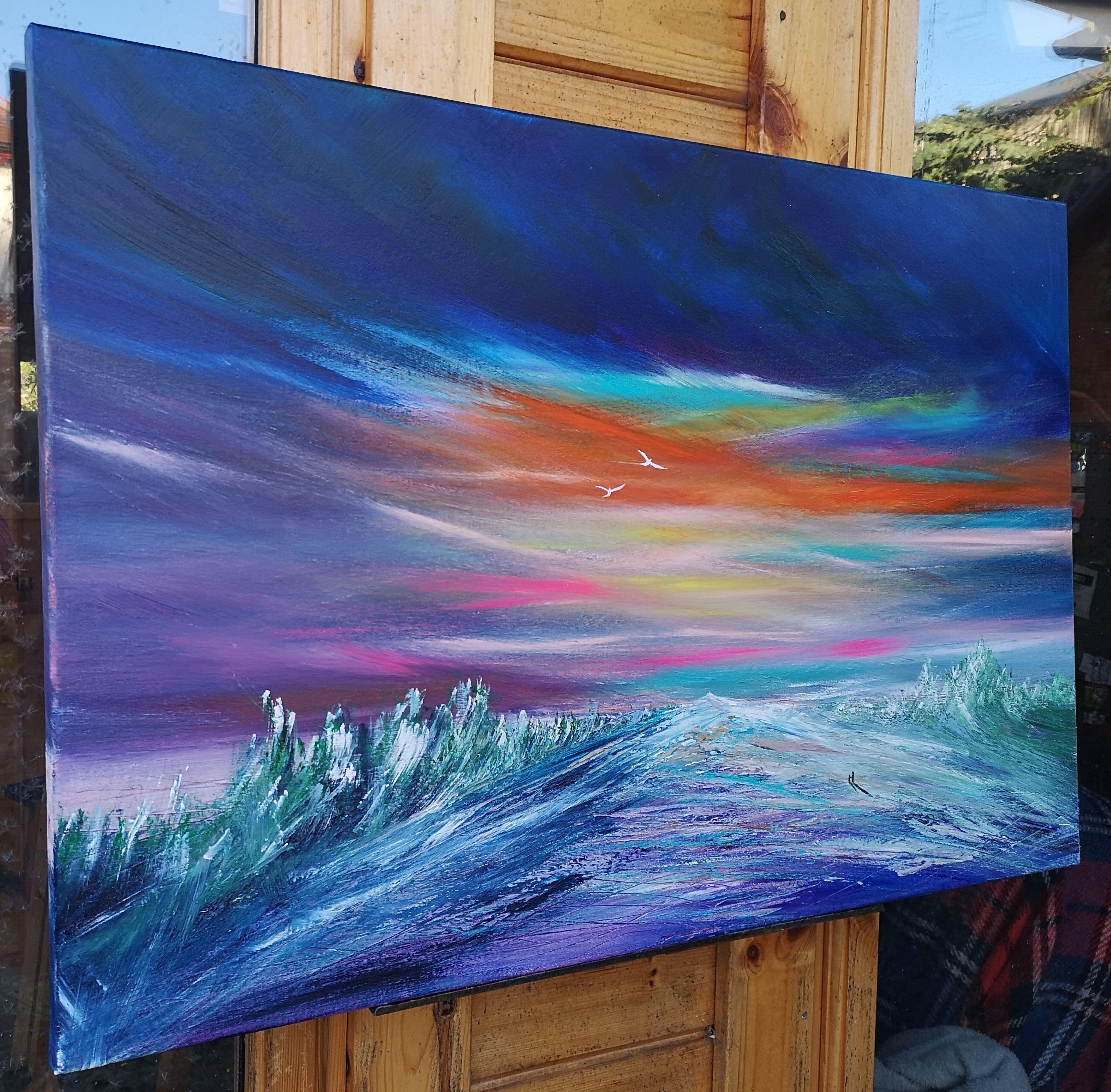 Un paseo invernal, Pintura, Acrílico sobre lienzo - Painting Contemporáneo de Melanie Graham