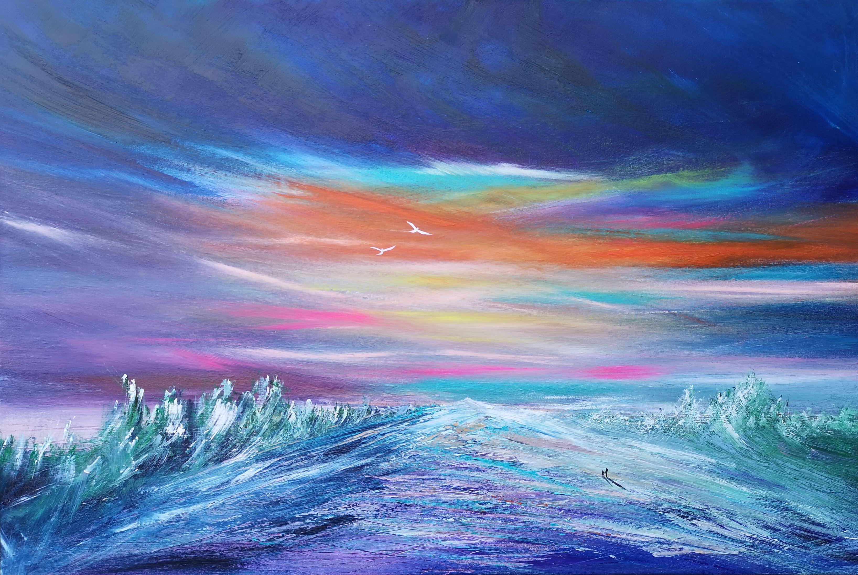 Un paseo invernal, Pintura, Acrílico sobre lienzo - Painting de Melanie Graham