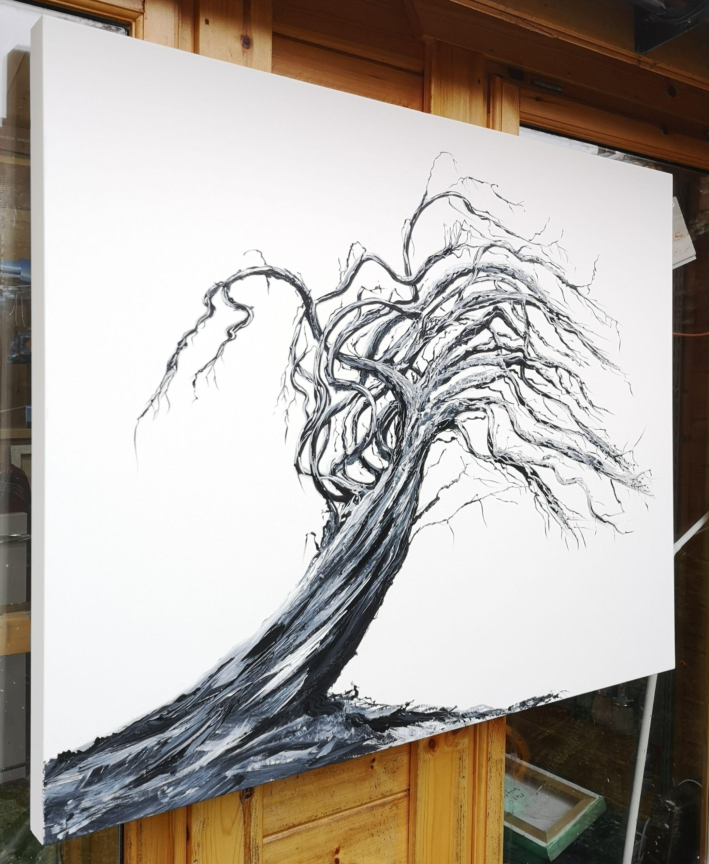 This piece is pure emotion on canvas.    Trees... breath life and soul into the earth. I never tire of staring and examining them, the way their branches weave through time, the stories they reflect of the elements they withstand. For me, painting a