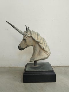 Edición Limitada Escultura Busto de Bronce "Unicornio Blanco"