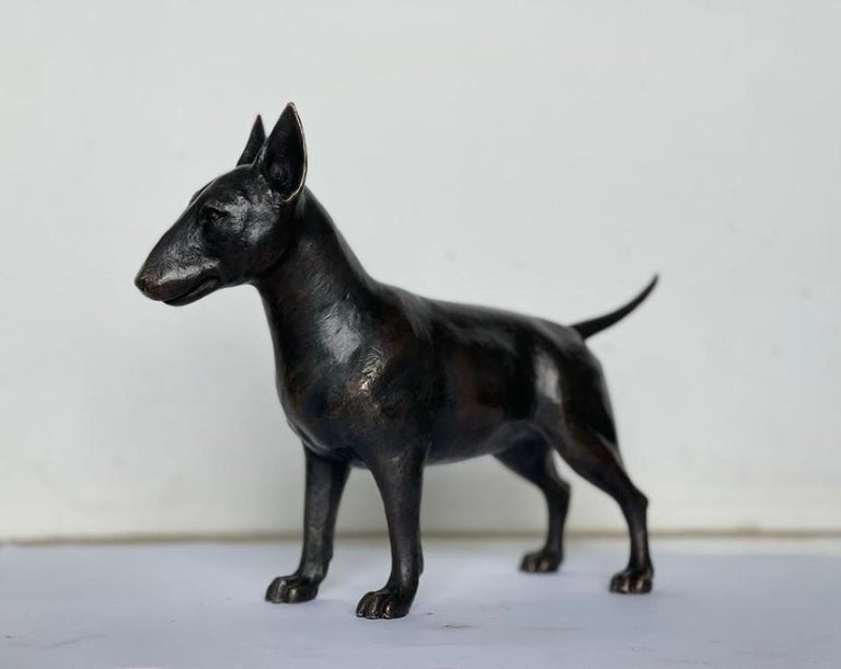 Melanie Louwrens Figurative Sculpture - Small Limited Edition Bronze Sculpture "Bull Terrier"