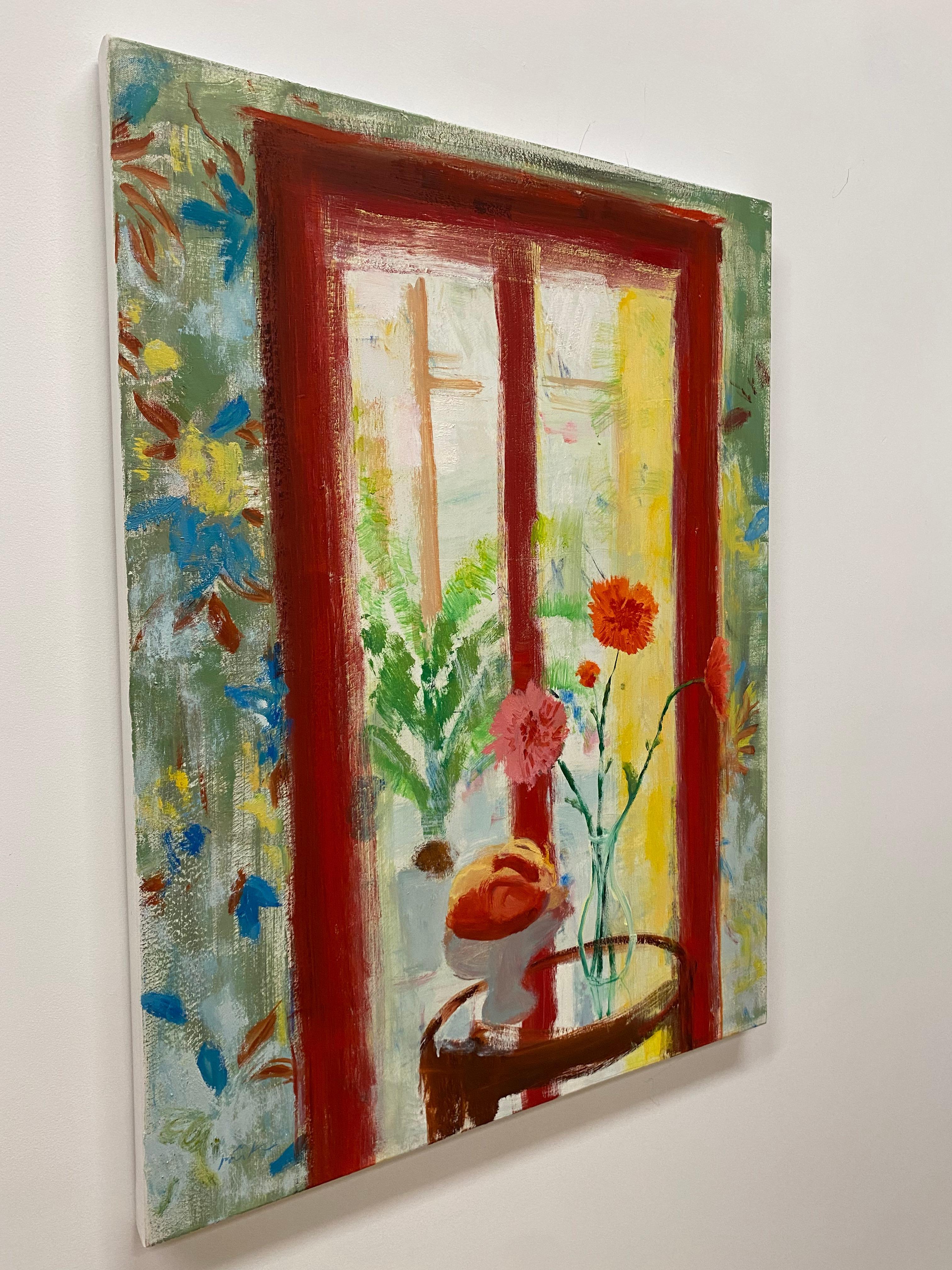 Piazza del Giardino di Arezzo - Fiori di crisantemo giallo rosso frutta Natura morta, 2019 in vendita 2