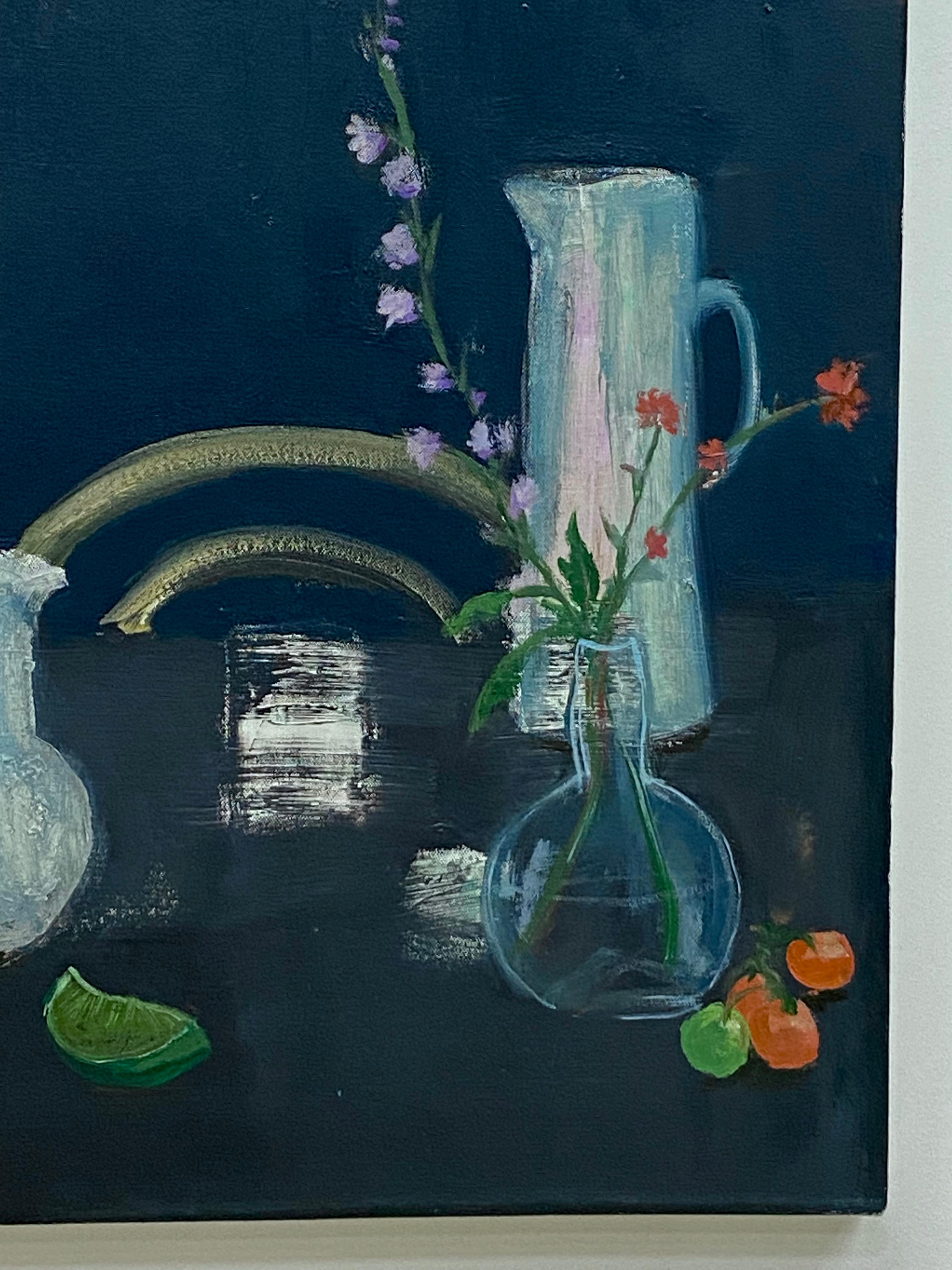 Assam - Pittura a olio contemporanea Sala da pranzo Frutta Fiori Natura morta, 2021 in vendita 5