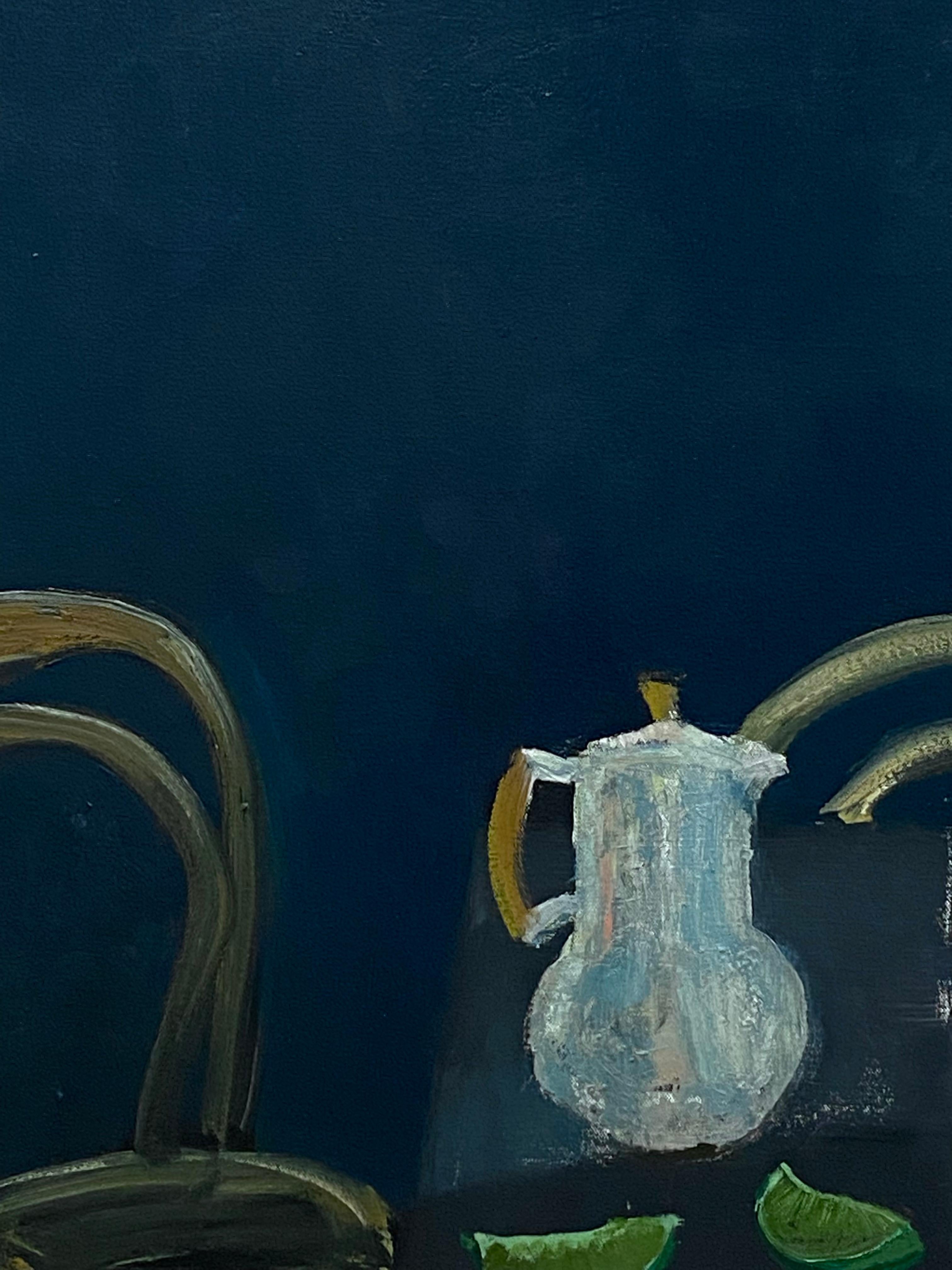 Assam - Pittura a olio contemporanea Sala da pranzo Frutta Fiori Natura morta, 2021 in vendita 1