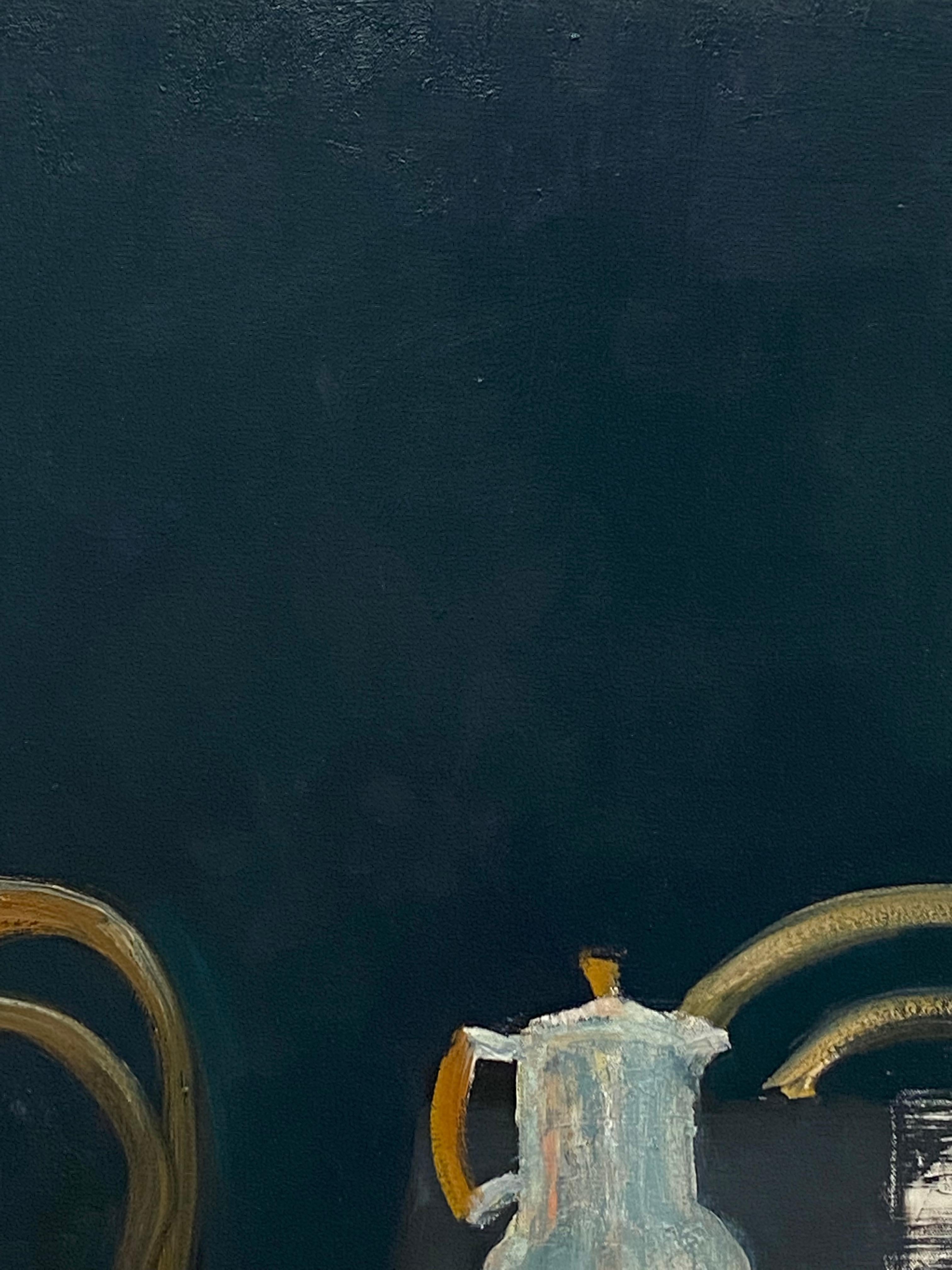 Assam - Pittura a olio contemporanea Sala da pranzo Frutta Fiori Natura morta, 2021 in vendita 2