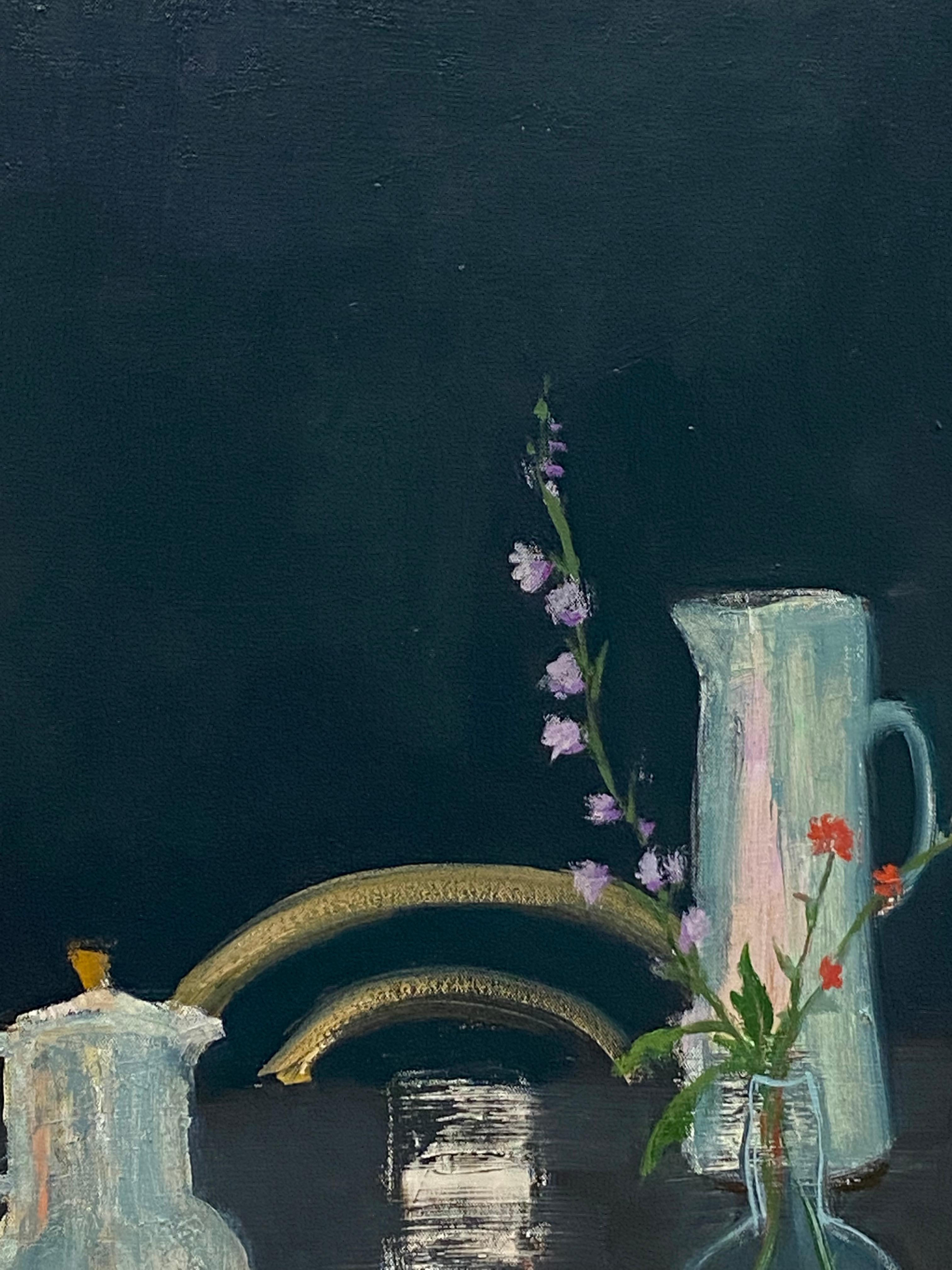 Assam - Pittura a olio contemporanea Sala da pranzo Frutta Fiori Natura morta, 2021 in vendita 3
