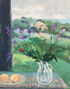 Emerald Hill, green and purple still life painting oil on canvas 