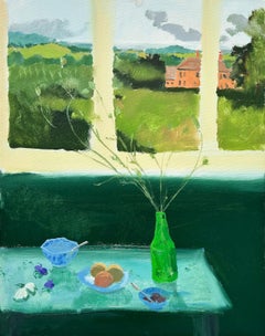 Emerald Manner - Nature morte contemporaine Fleurs Fruits Paysage Vert, 2024