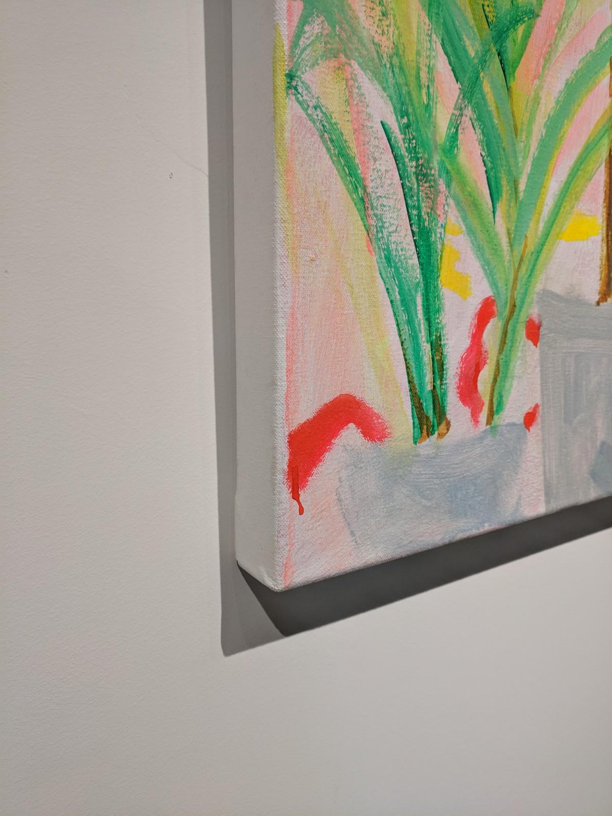 Higos y plumas - Interior contemporáneo Pájaros blancos Plantas verdes Frutas, 2018 - Interior Painting Beige de Melanie Parke