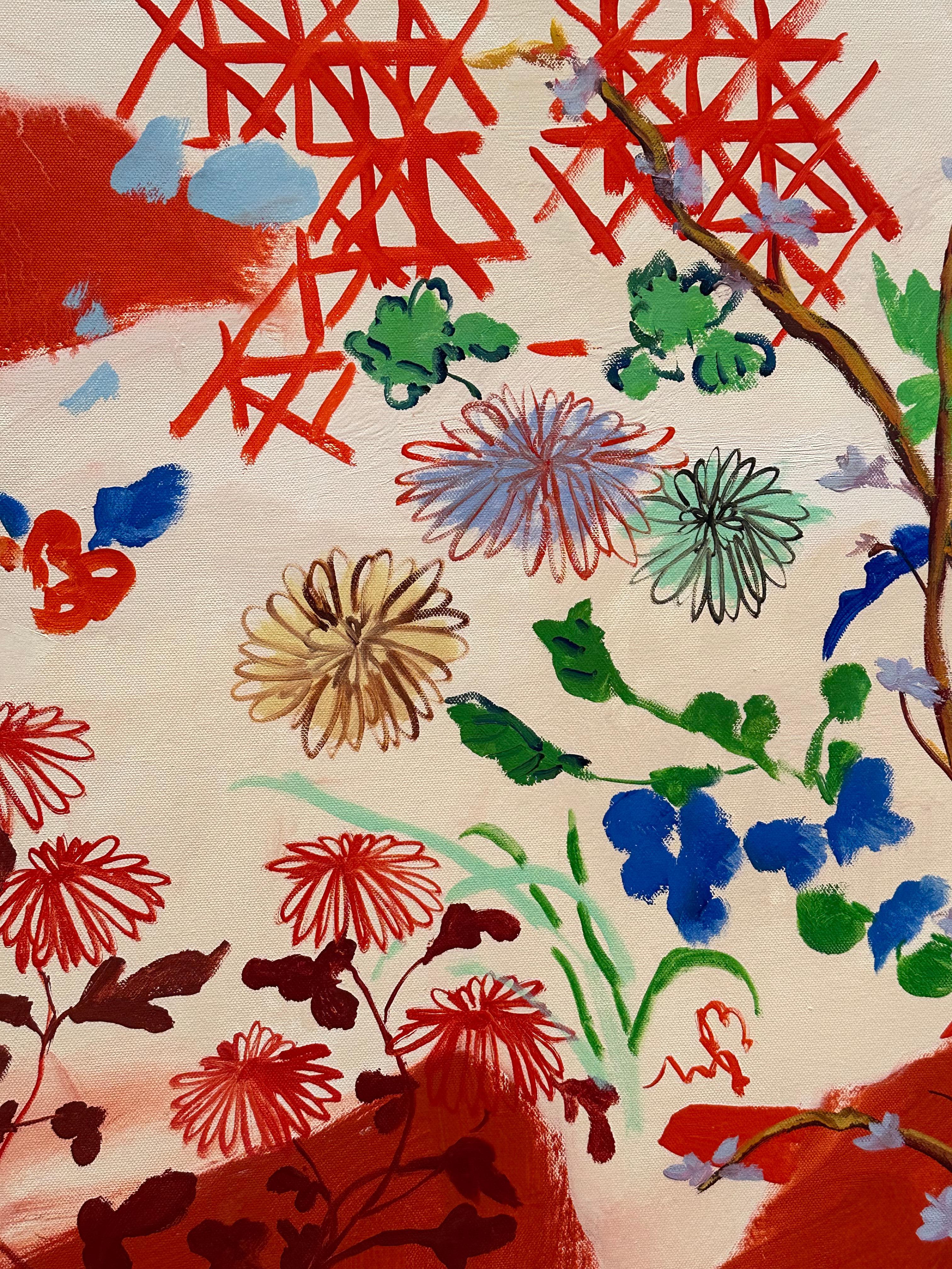 Fliegende Aster - Zeitgenössisches Stillleben Gelb Frucht Botanisch Rot Blau, 2024 im Angebot 5