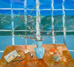Mandarin pour Jane - Lac Paysage Nuit The Window Fruit Botanique Nature morte, 2025